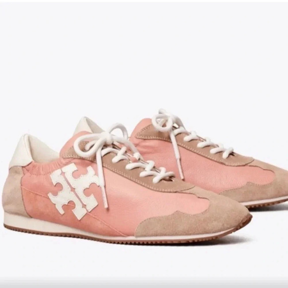 Tory Burch Shoes - Tory Burch Pink Moon leather suede sneakers Sz 6
